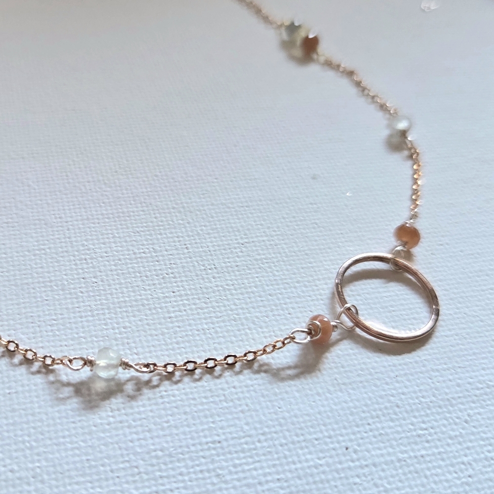 Moonstone Rose Gold Necklace with Circular Pendant